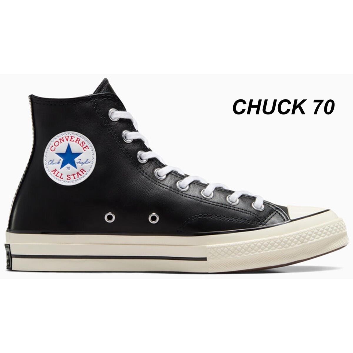 Converse Chuck 70 Premium Leather High Top Men`s Classic Shoes Ortholite Insole Black