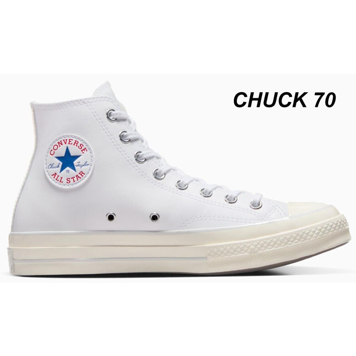 Converse Chuck 70 Premium Leather High Top Men`s Classic Shoes Ortholite Insole White