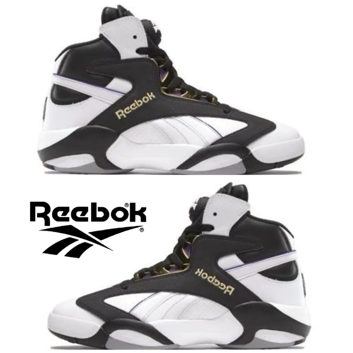 Reebok Shaq Attaq Basketball Shoes Men`s Sneakers Running Casual Sport Black - Black, Manufacturer: White / Core Black / Gold Metallic