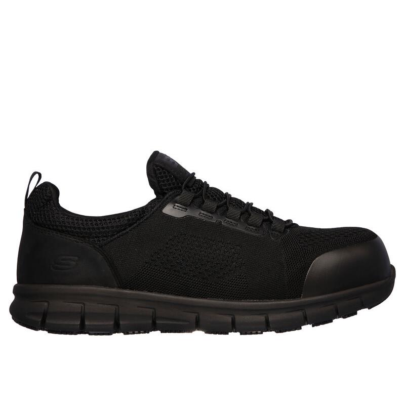 Skechers Synergy Omat Men`s Slip On Safety Toe Shoes Black
