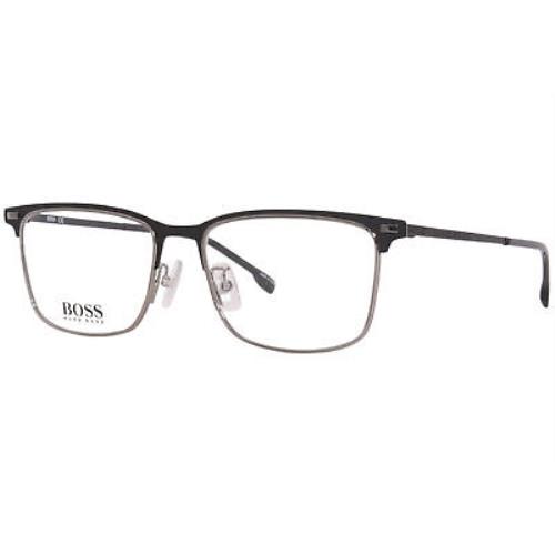 Hugo Boss 1224/F 003 Titanium Eyeglasses Frame Men`s Matte Black Full Rim 55mm - Frame: Black