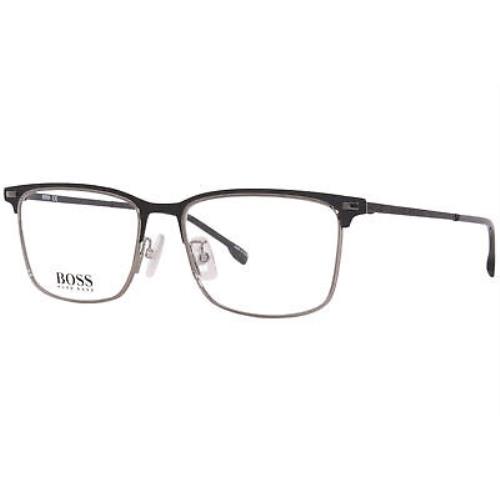 Hugo Boss 1224/F 003 Titanium Eyeglasses Frame Men`s Matte Black Full Rim 55mm