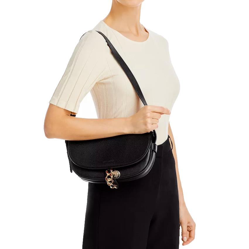 See by Chloe Mara Logo-embossed Lther Baguette Shoulder Bag Black Dust Bag