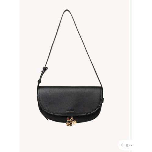 See by Chloe Mara Logo-embossed Lther Baguette Shoulder Bag Black Dust Bag