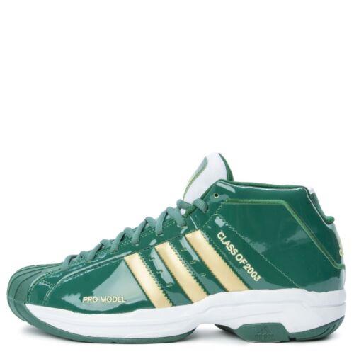 Adidas Pro Model 2G Men Size 8.5 Green Gold Basketball Shoes Athletic Sneakers