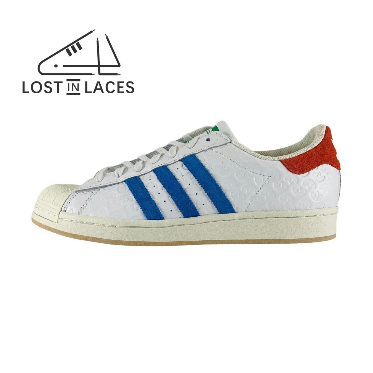 Adidas Superstar Logo White Blue Red Sneakers Men`s Shoes ID7964 - White