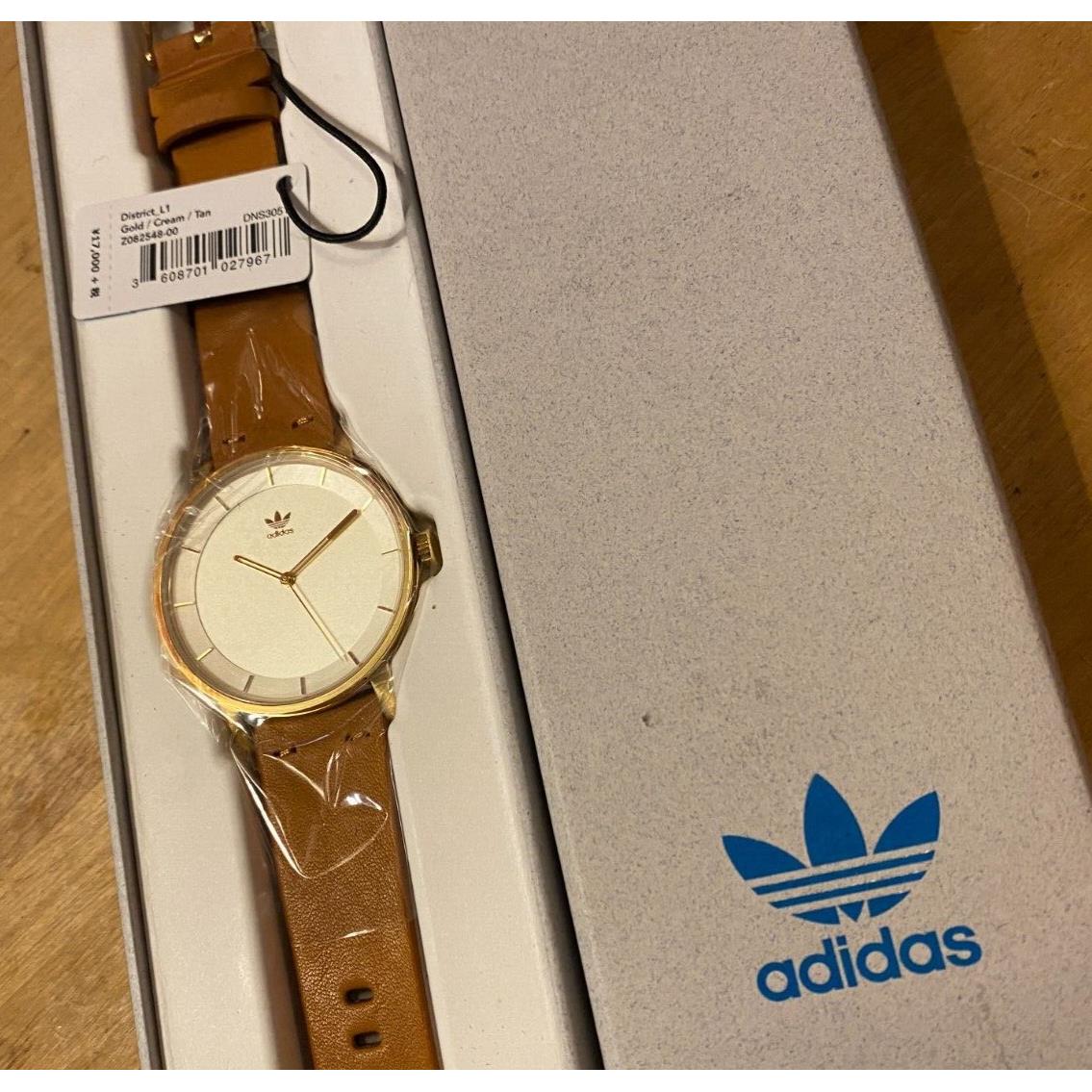 Adidas Men`s District L1 Gold Cream Face Tan Leather Watch Rare