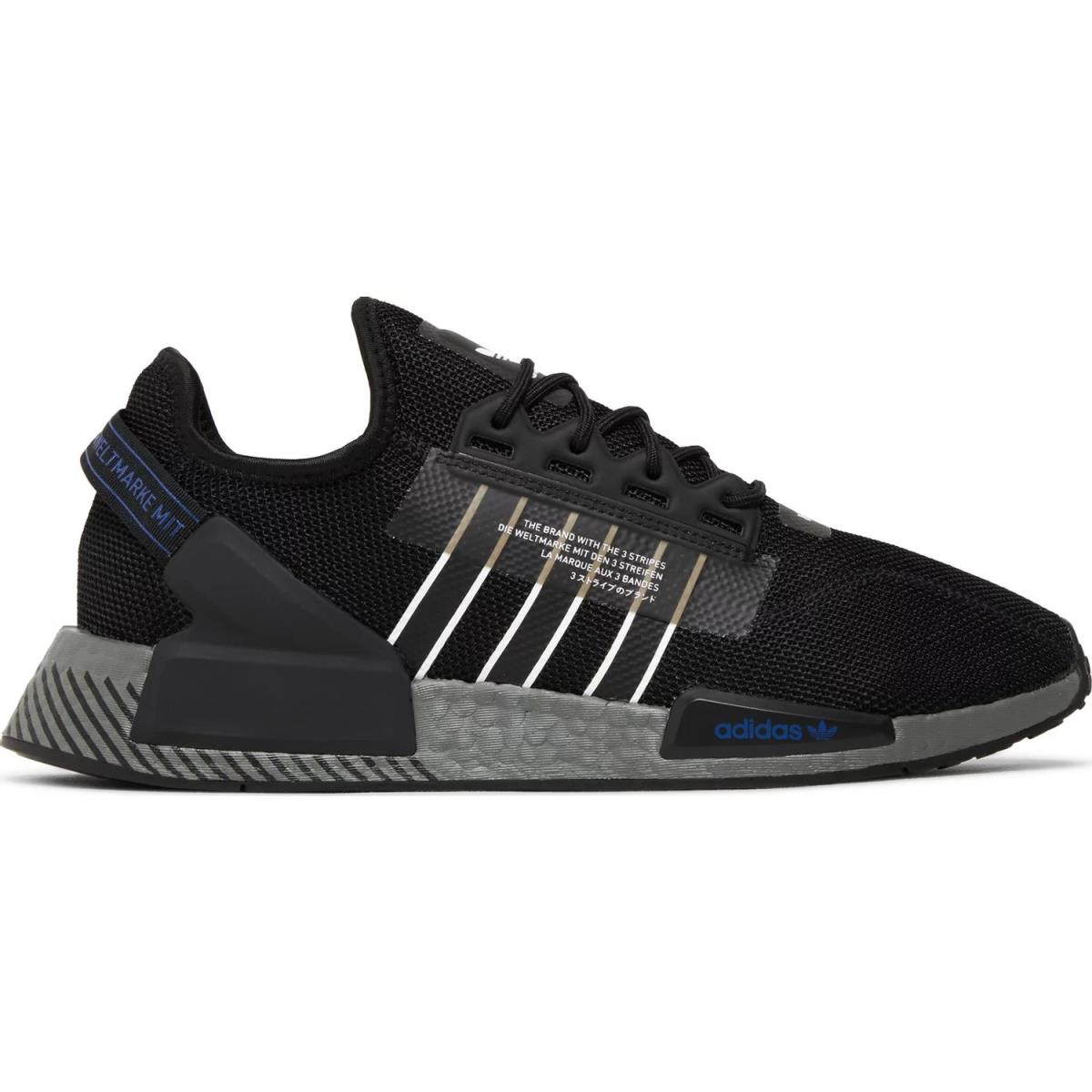 Adidas Nmd R1 V2 Black White Grey Blue Sneakers Shoes HQ6628 Men`s 13 - Black