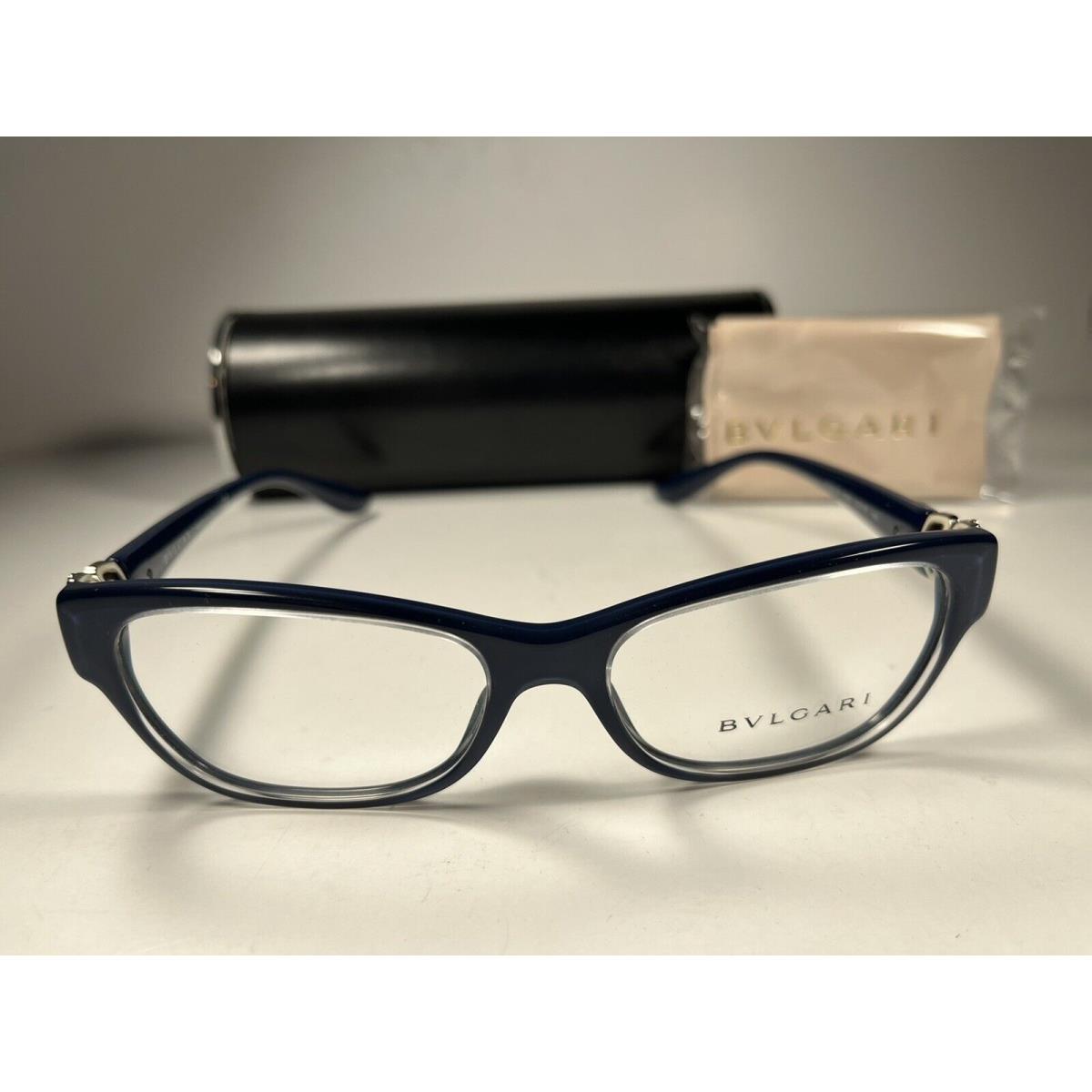 Bvlgari 4124-B Eyeglasses 5390 Blue Crystal Flower Frames 54/16/140