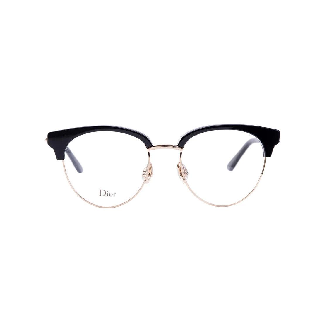 Christian Dior Montaigne 58 Rhl Round Shiny Black Eyeglasses - Frame: Black