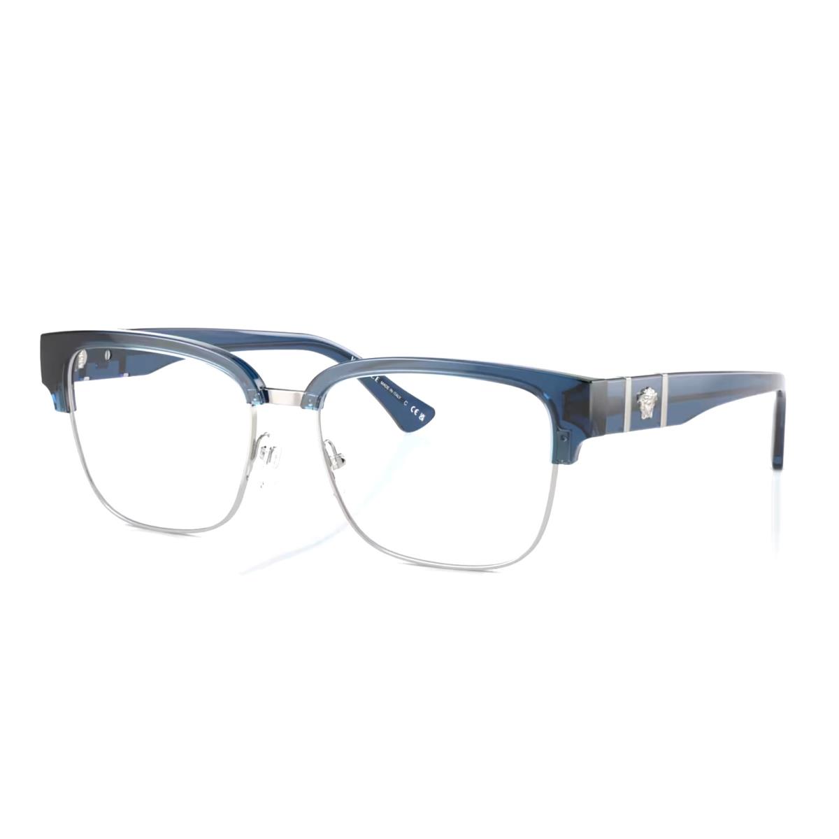 Versace Eyeglasses Mod. 3348 5292 55-17 150 Blue Transparent Silver Frames - Frame: Blue Transparent, Lens: