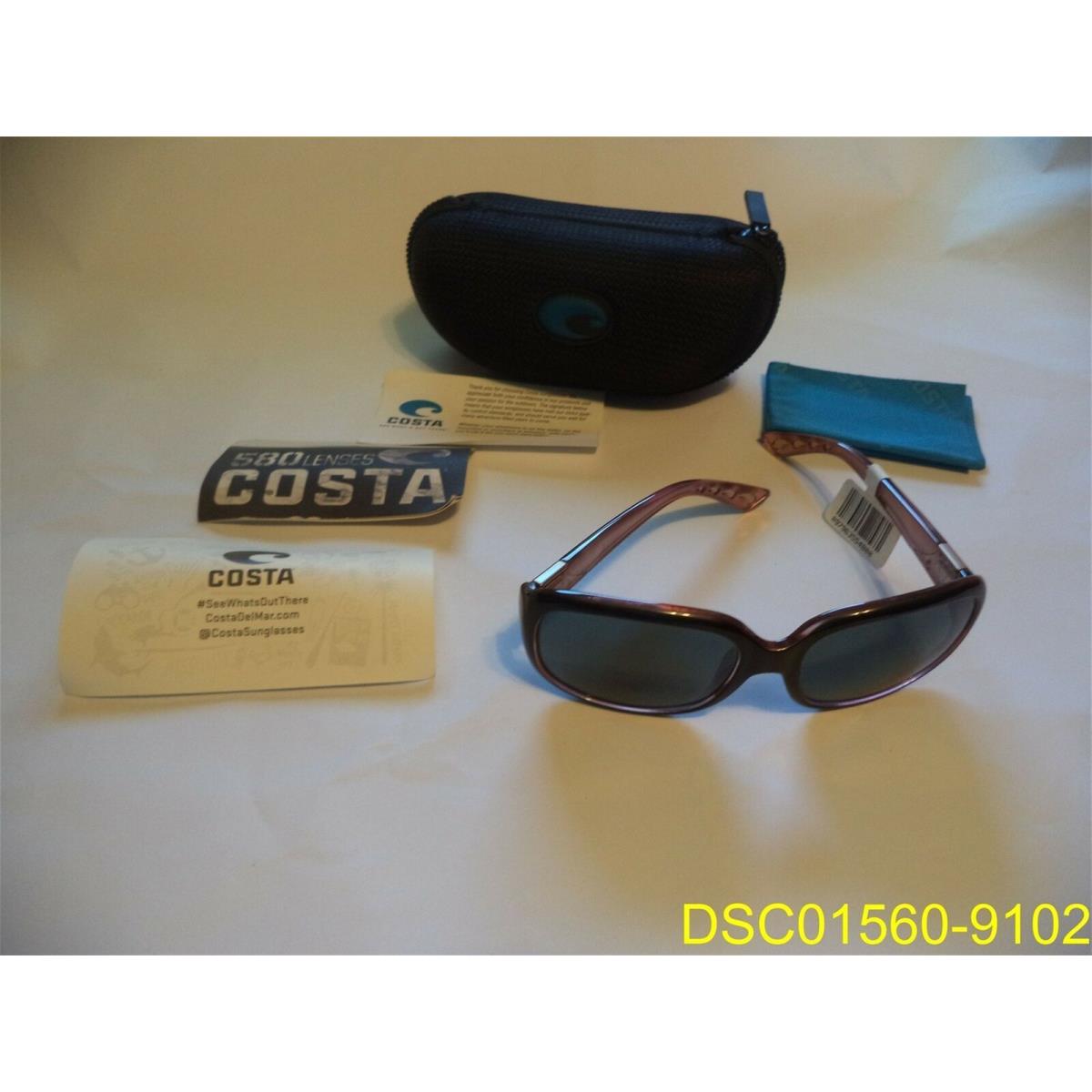 Costa Del Mar Sunglasses 580 Lenses Black /burgundy Gnt 132 Ogp 58/19/130 Polar