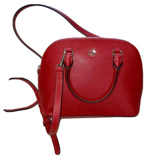 Dkny Purse Satchel Handbag Womens Catherine Saffiano Leather Dome Style Red