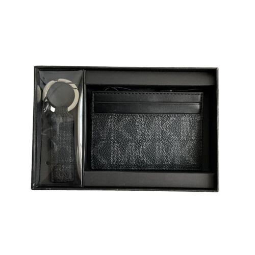 Michael Kors Card Holder with Matching Key Ring Black Monogrammed Jet Set