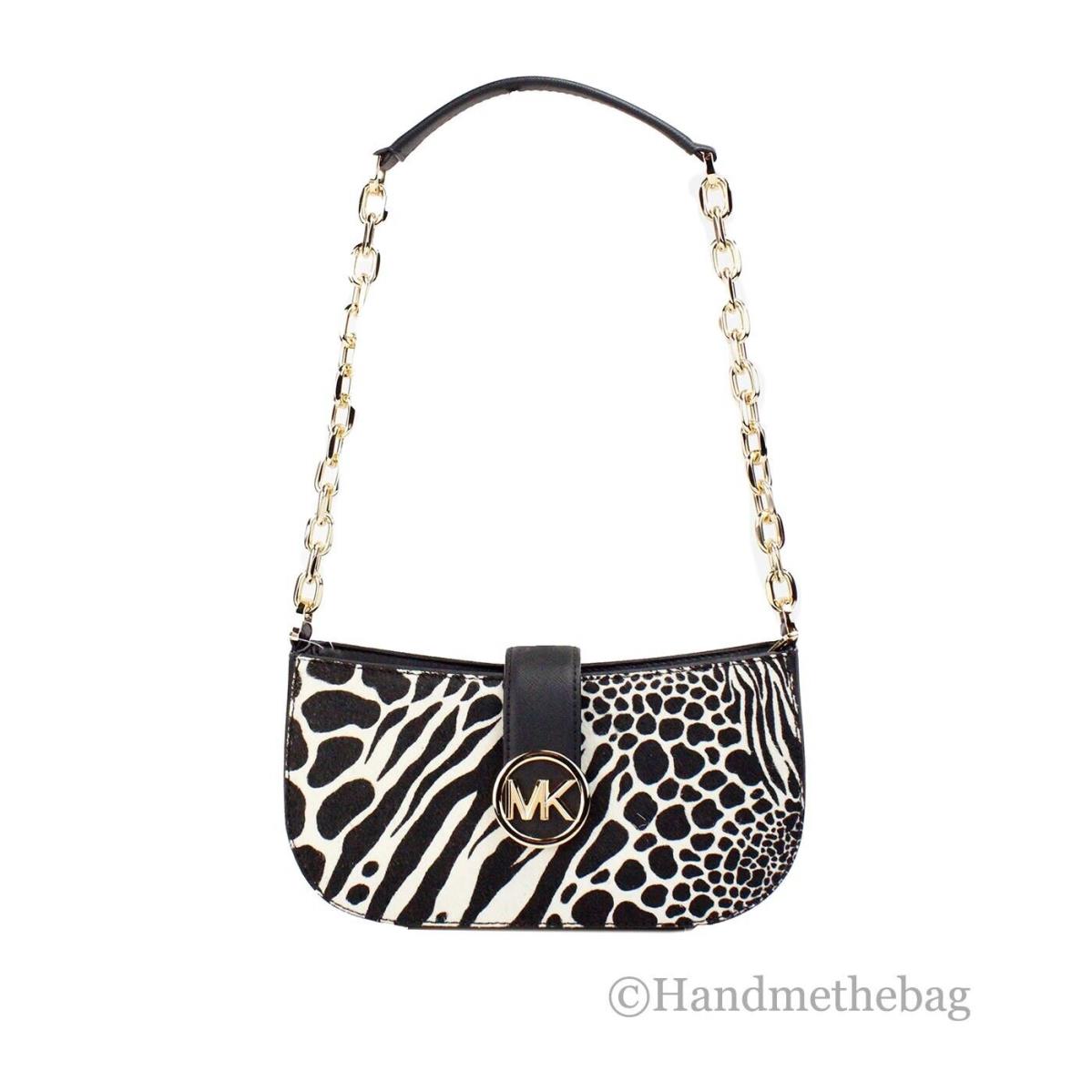 Michael Kors Carmen Small Black Haircalf Pouchette Shoulder Crossbody Bag