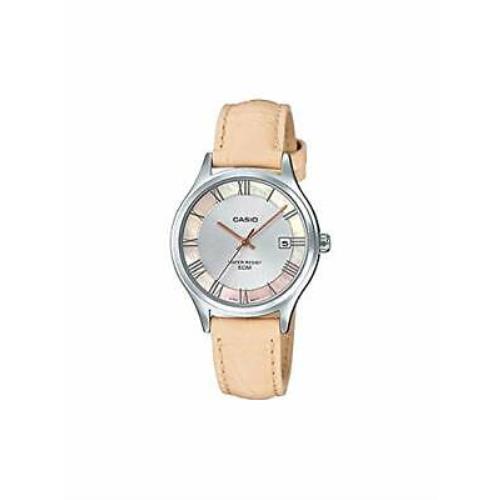 Casio LTP-E142L-7A2V Women`s Beige Leather Band Mop Dial Analog Date Watch