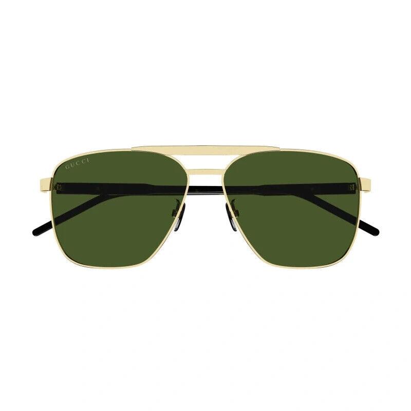 Gucci GG1164S 004 Pilot Shiny Gold/green Sunglasses 58-13-145