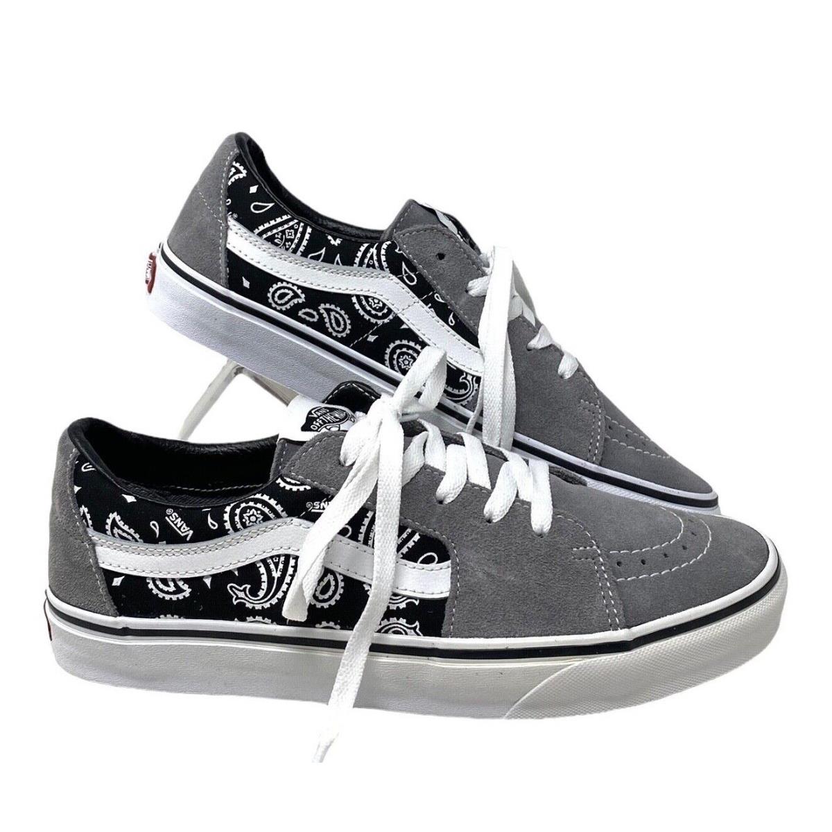 Vans Sk8-Low Shoe Paisley Gray Suede Casual Sneakers For Women Skate VN0A5KXDBGJ