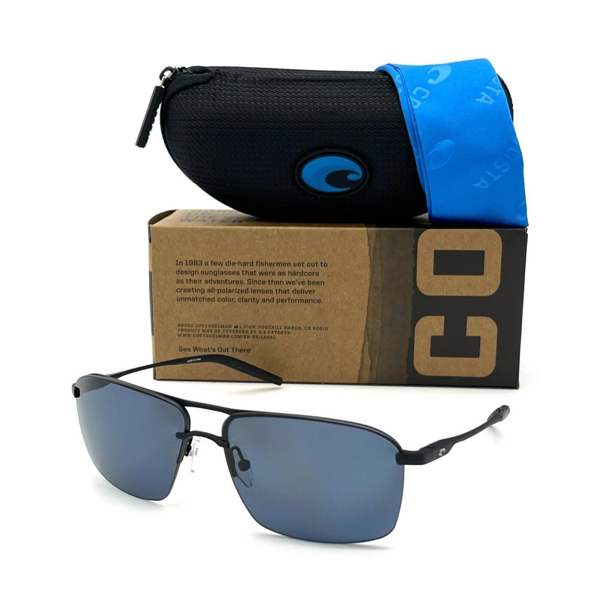 Skimmer Matte Black / Gray 580P 62mm Polarized Sunglass by Costa Del Mar