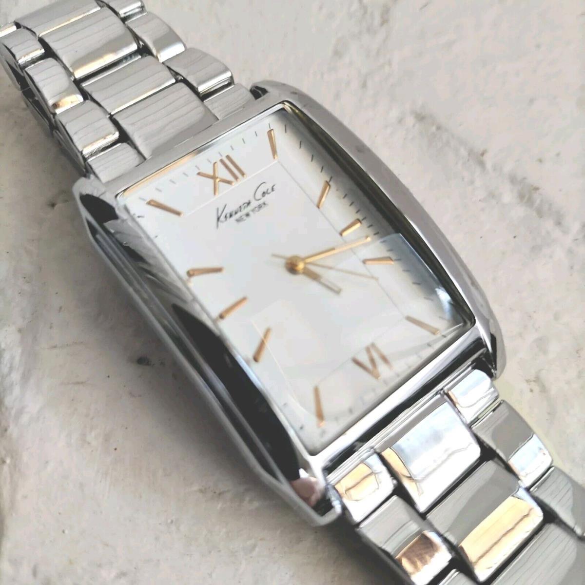 Kenneth New York Cole York 34mm Steel Link Band Rectangle Men`s Quartz Watch KCW3043