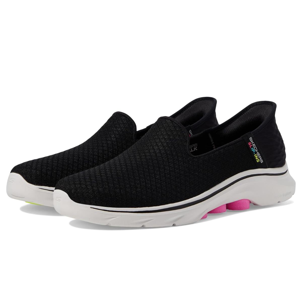 Woman`s Shoes Skechers Performance Go Walk 7 Daley Hands Free Slip-ins Black/Hot Pink