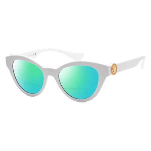 Versace VE4435 Cat Eye Polarized Bifocal Sunglasses in White Gold 52mm 41 Option