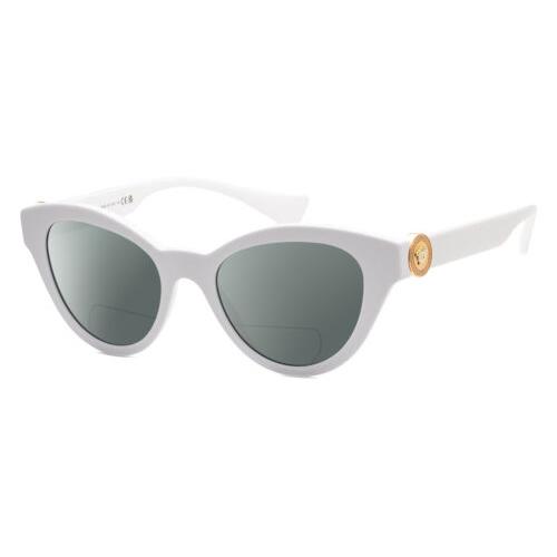 Versace VE4435 Cat Eye Polarized Bifocal Sunglasses in White Gold 52mm 41 Option Grey