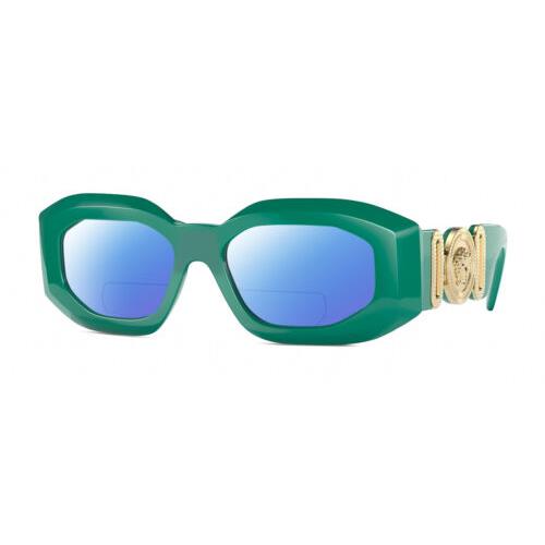 Versace 4425U Unisex Polarized Bifocal Sunglasses Emerald Green Gold 54mm 41 Opt Blue Mirror