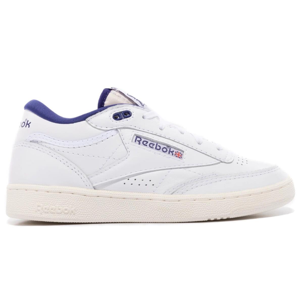 Men Reebok Club C Mid II Vintage Tennis Shoes Size 9.5 White Purple GY9689