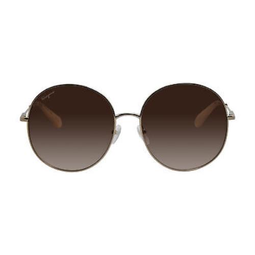Salvatore Ferragamo SF 299S 703 Gold Metal Round Sunglasses Brown Gradient Lens