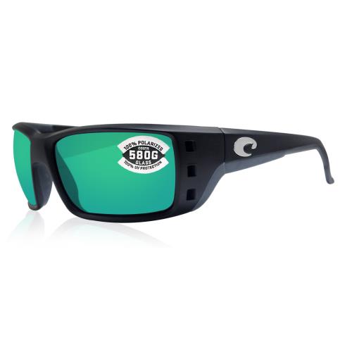 Costa Del Mar Permit Matte Black Frame Green Mirror 580G Glass Polarized Lens - Frame: Black, Lens: Green Mirror