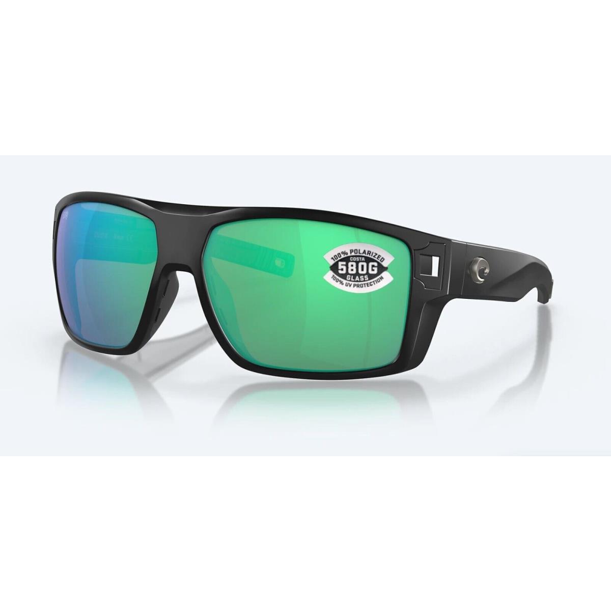 Costa Del Mar Diego Matte Black / Green Mirror Polarized Glass 580G