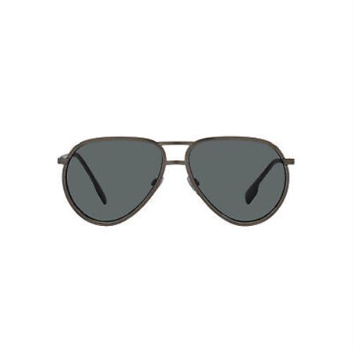 Burberry BE 3135 114481 Ruthenium Metal Sunglasses Dark Grey Polarized Lens
