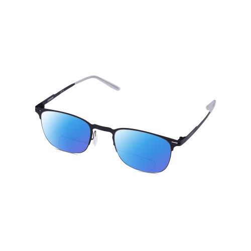 Carrera 6660 Unisex Polarized Bifocal Sunglasses Black Frost Crystal 50mm 41 Opt Blue Mirror
