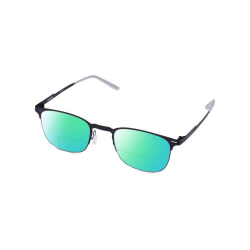 Carrera 6660 Unisex Polarized Bifocal Sunglasses Black Frost Crystal 50mm 41 Opt Green Mirror