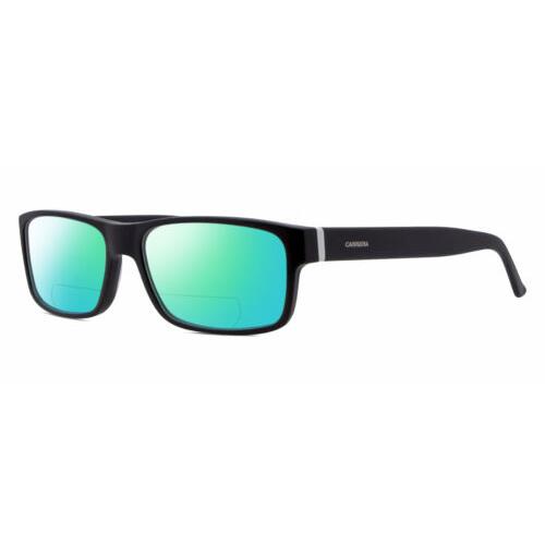 Carrera CA6180 Unisex Square Polarized Bifocal Sunglasses Matte Black White 55mm Green Mirror
