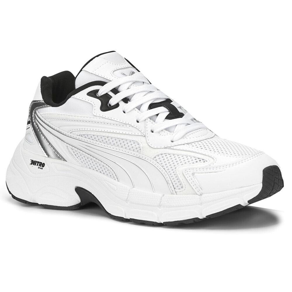 Puma Teveris Nitro Metallic Lace Up Womens White Sneakers Casual Shoes 39109803