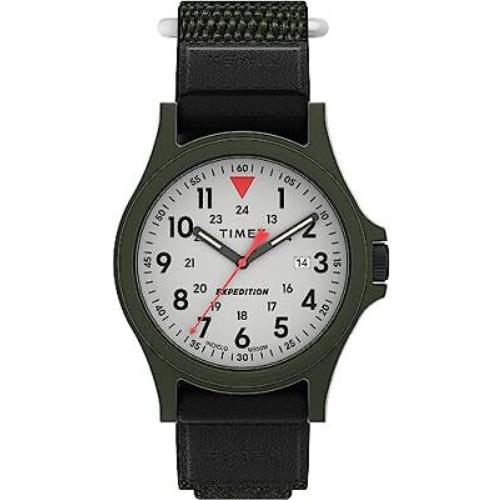 Timex Men`s Expedition Acadia 40mm Watch - Black Fastwrap Cream Dial Green Case