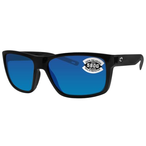 Costa Del Mar Slack Tide Shiny Black Frame Blue Mirror 580G Glass Polarized Lens