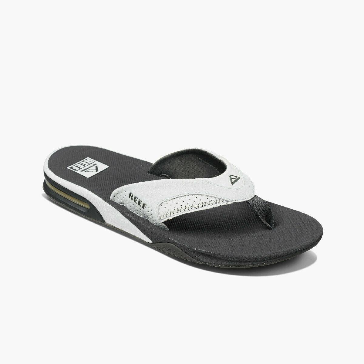 Reef Men`s Fanning Bottle Opener Flip Flops - Grey/white