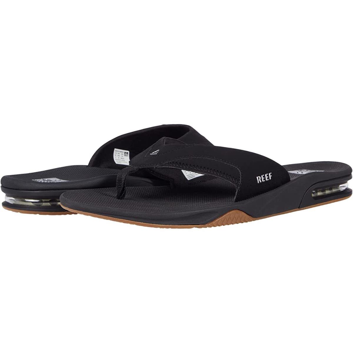 Reef Fanning Men`s Flip Flops Bottle Opener Thong Sandals Black/Silver