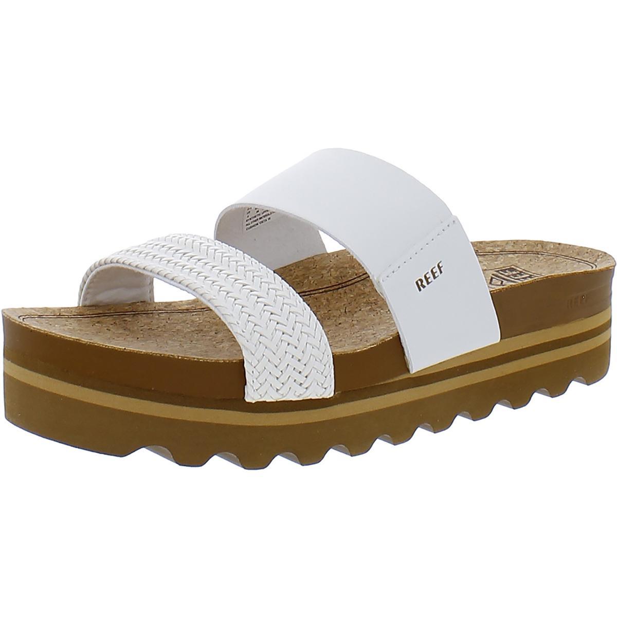 Reef Womens Cushion Vista Hi Padded Insole Slide Sandals Shoes Bhfo 9048 White Braid