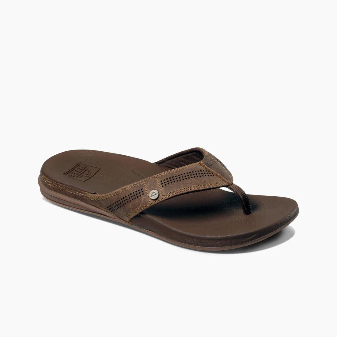 Reef Men`s Cushion Lux Toffee Leather Sandals