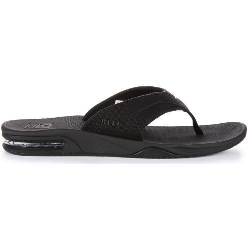 Reef Fanning Bottle Opener T Post Strap Flip Flop All Black Mens US 7 - 13 ALL BLACK