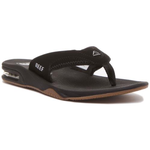 Reef Mens Fanning Thong Flip Flop Sandals In Black Silver Colour Size US 6 BLACK SILVER