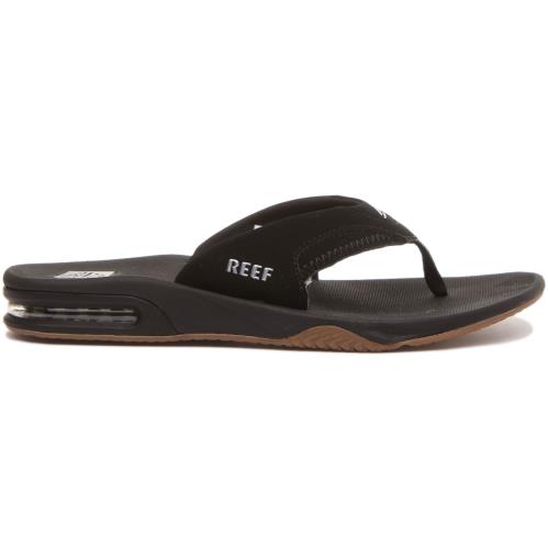 Reef Fanning Flip Flop with Contrast Logo Sandals Navy Mens Size US 7 - 13 BLACK SILVER