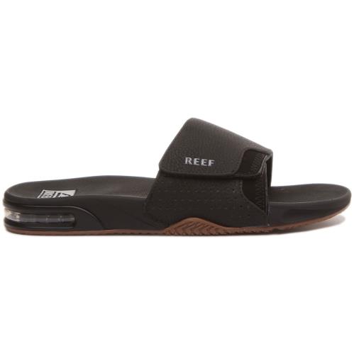 Reef Mens Fanning Slide Single Adjustable Strap In Black Silver Size US 7 - 13