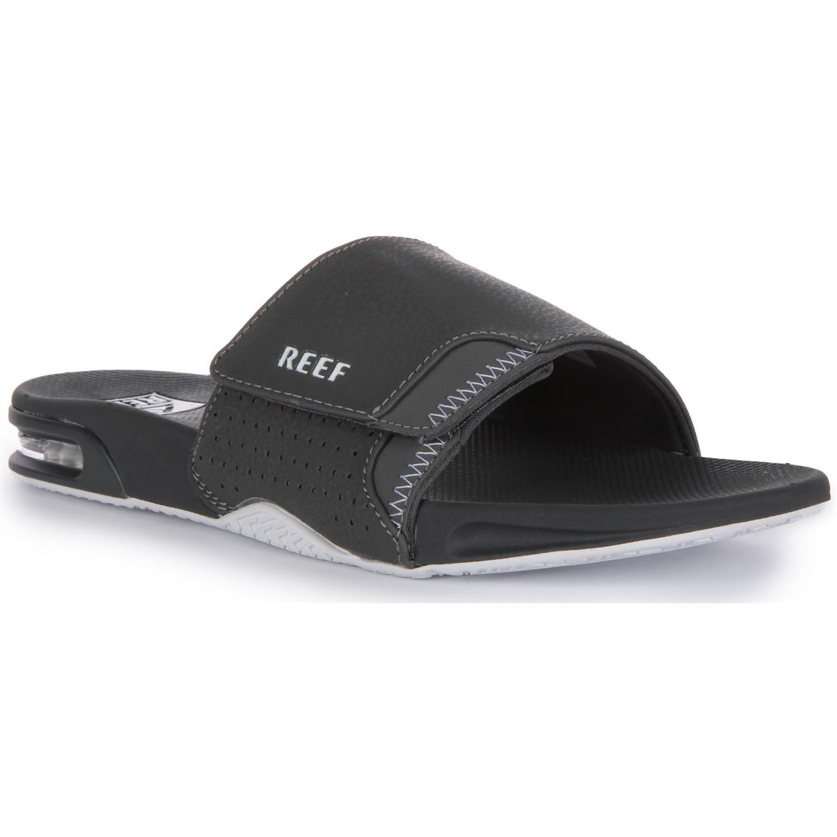 Reef Fanning 3D Logo Bottle Opener Toe Flip Flop Charcoal Mens US 7 - 13 CHARCOAL