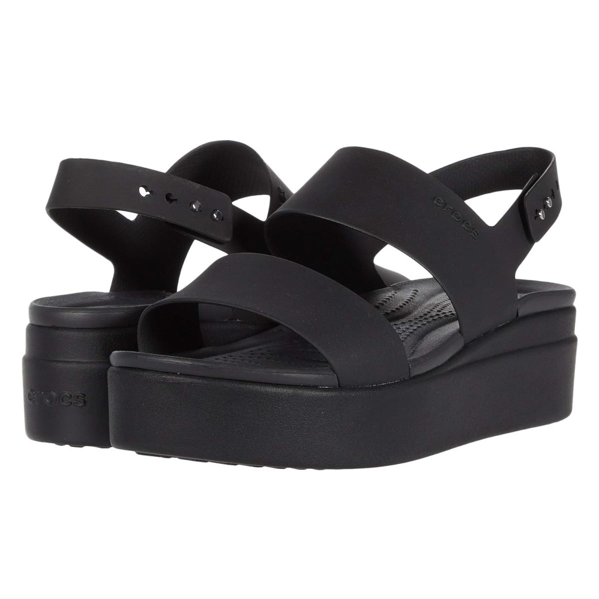 Woman`s Sandals Crocs Brooklyn Low Wedge Black/Black