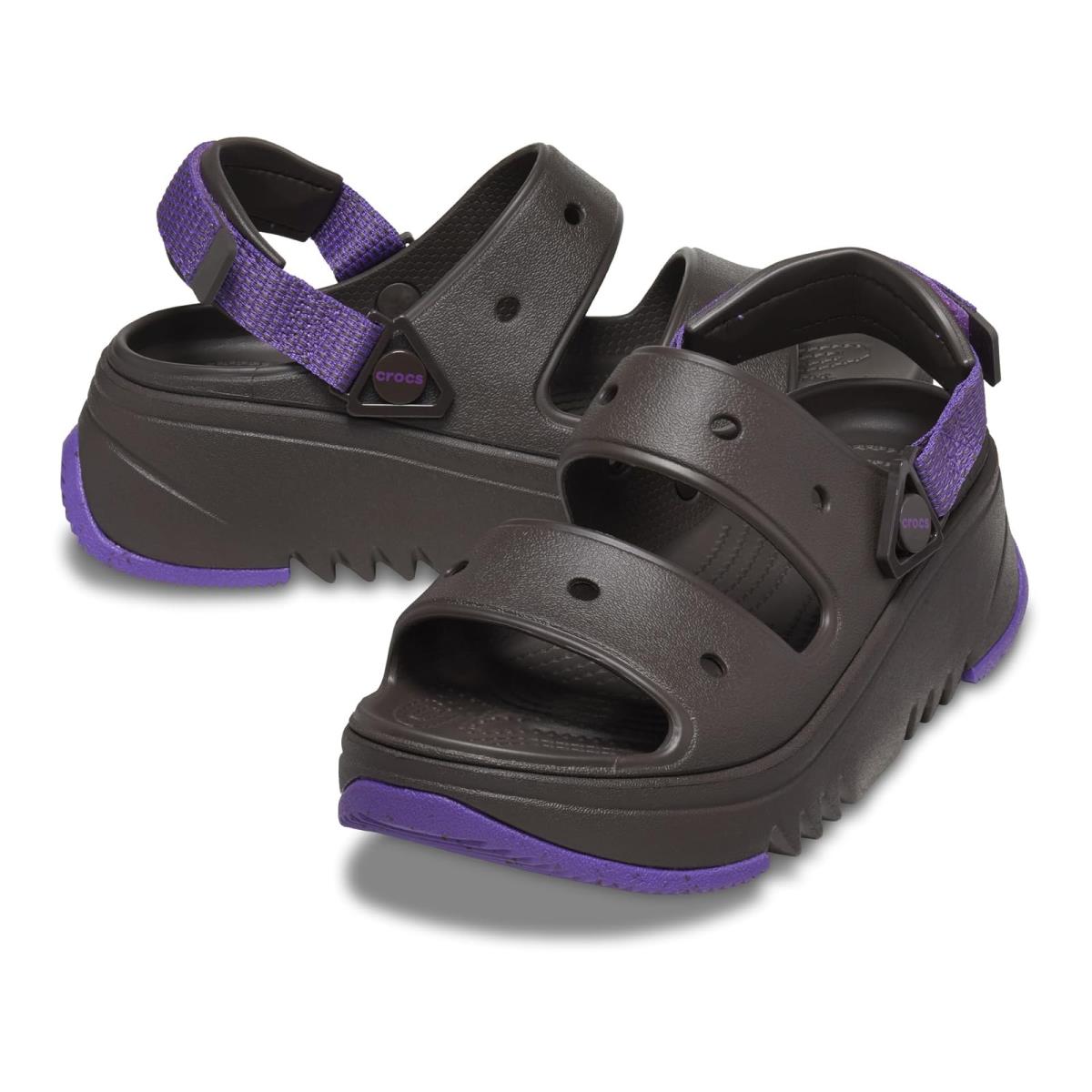 Unisex Heels Crocs Classic Hiker Xscape Sandal Espresso/Neon Purple